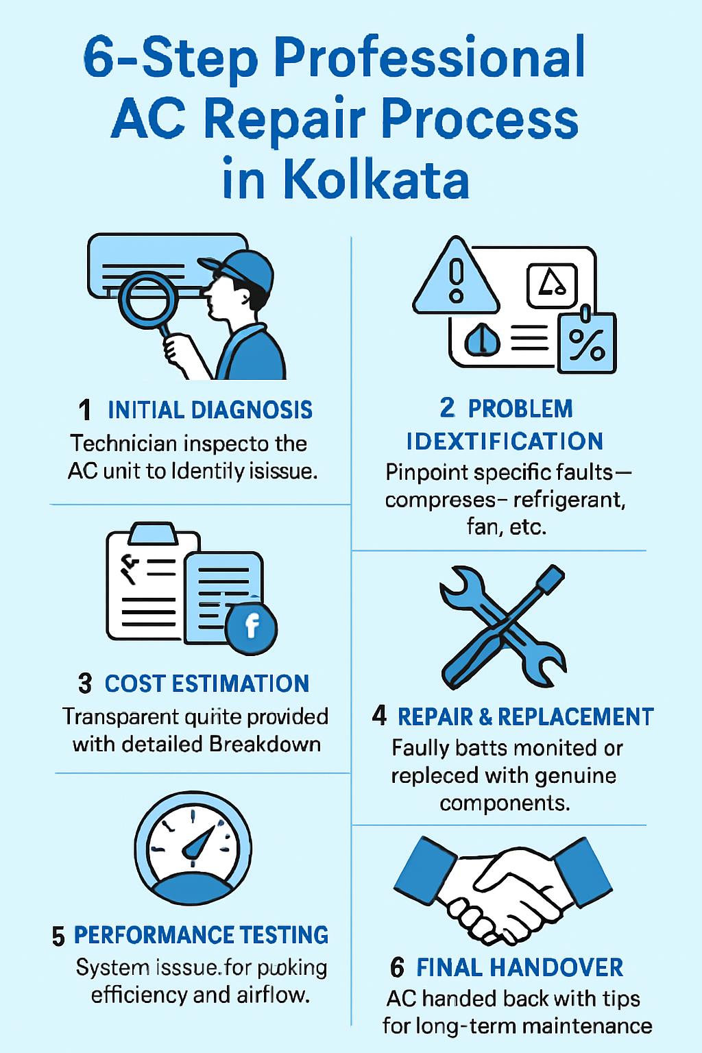 6-step professional AC repair process in Kolkata